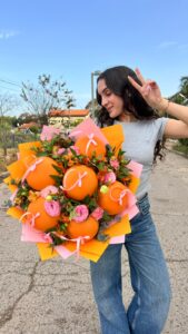 זר בלומה כתום ורוד