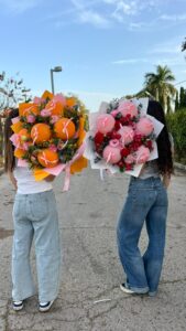 זר בלומה כתום ורוד